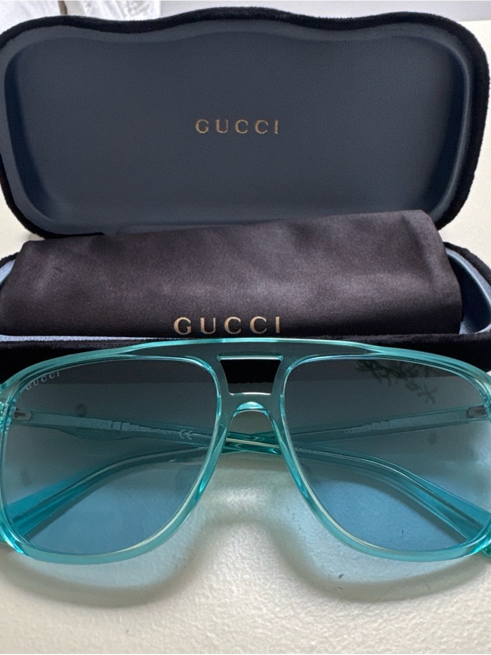 Gucci Men’s Teal Gradient Aviator Sunglasses